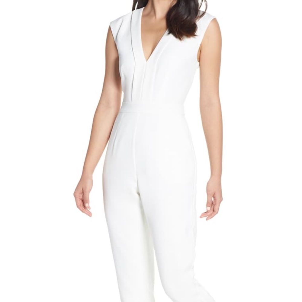 Adelyn Rae Shae Ankle Jumpsuit: White
